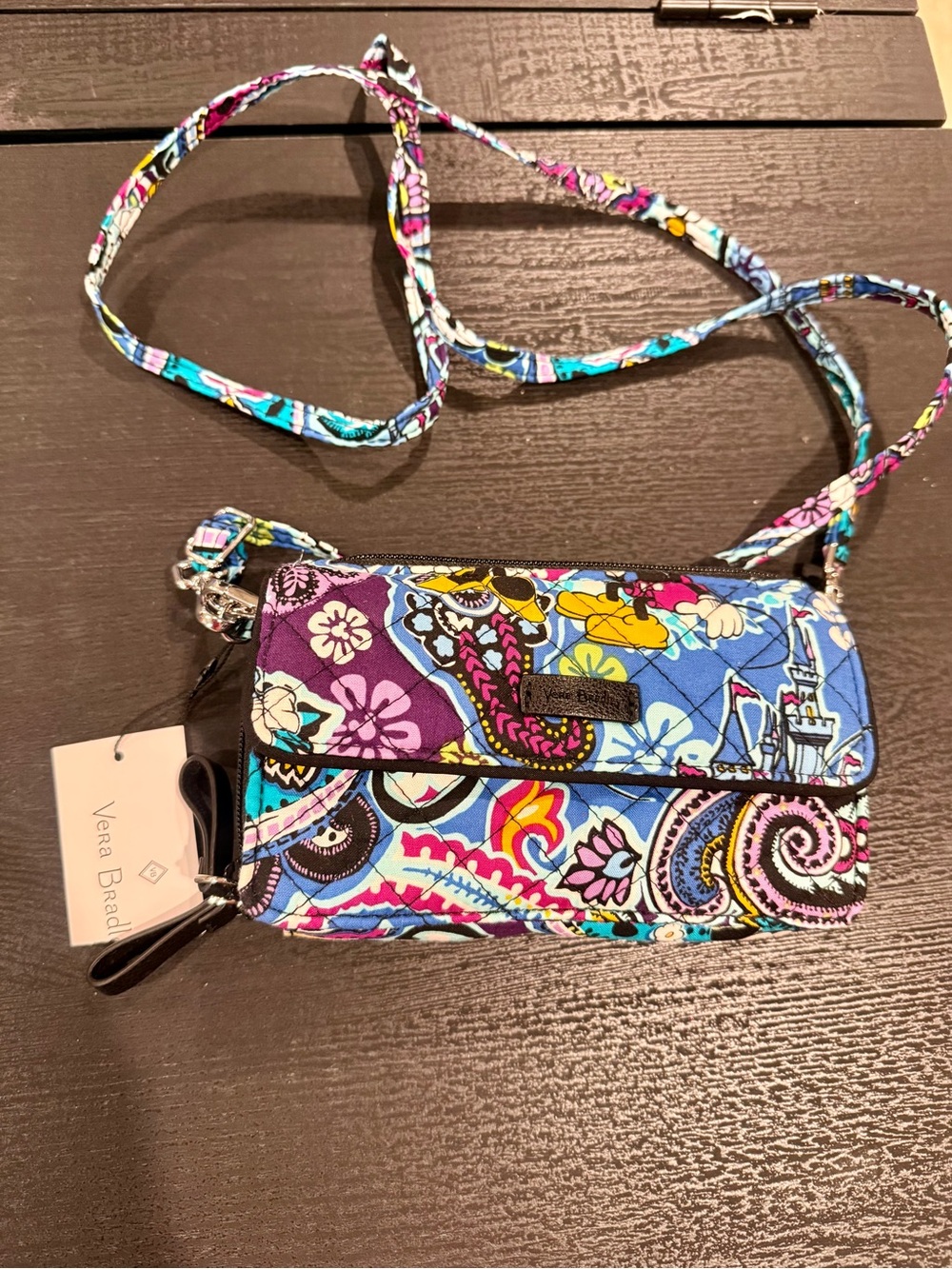 Vera Bradley Purple Blue Multi Quilted Crossbody Wallet